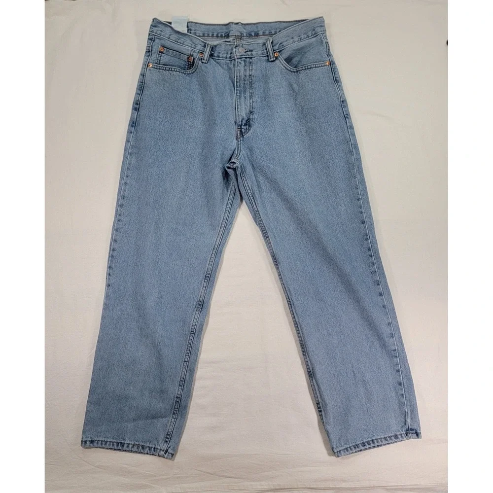 Levis 550 Relaxed Fit Tapered Leg Light Wash Blue Denim Jeans W36 L30 Mens